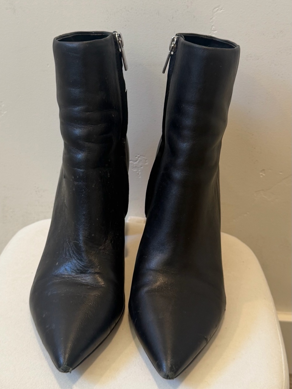 Marc Fisher Black Pointed Toe Ankle Booties with Side Zipper